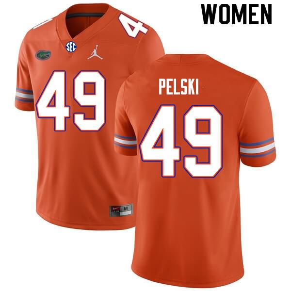 NCAA Florida Gators Preston Pelski Women's #49 Nike Orange Stitched Authentic College Football Jersey ATV0264XB